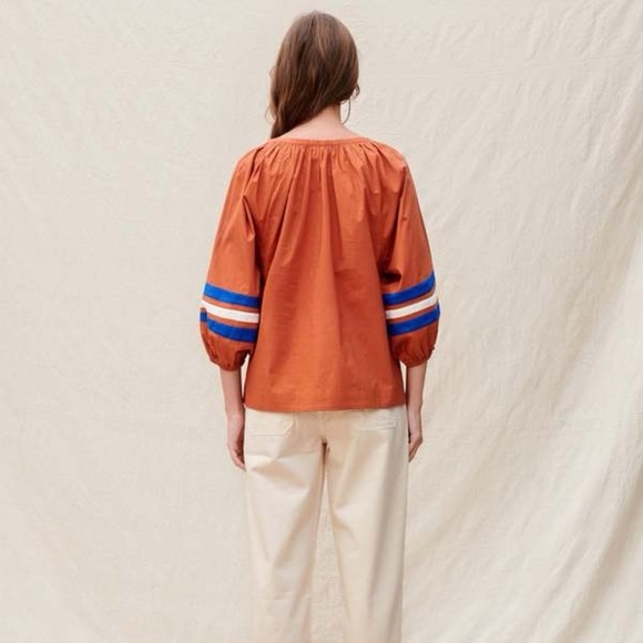 Sundry Varsity Stripe Blouse Brick - Picture 3 of 8